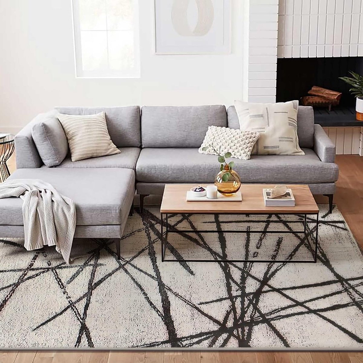 Modern Abstract Vloerkleed - Rechthoekig - Polyester - Beige