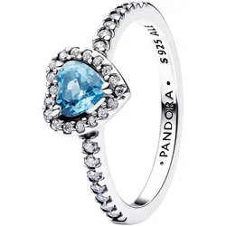 Pandora 198421C10 Damenring Silber Erhabenes Herz Hellblau, 58/18,5