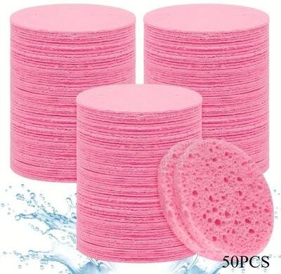 Uplift Essentials 50 Piece Compressed Facial Sponge And Industrial Grade Cosmetic Hydrotherapy System pink