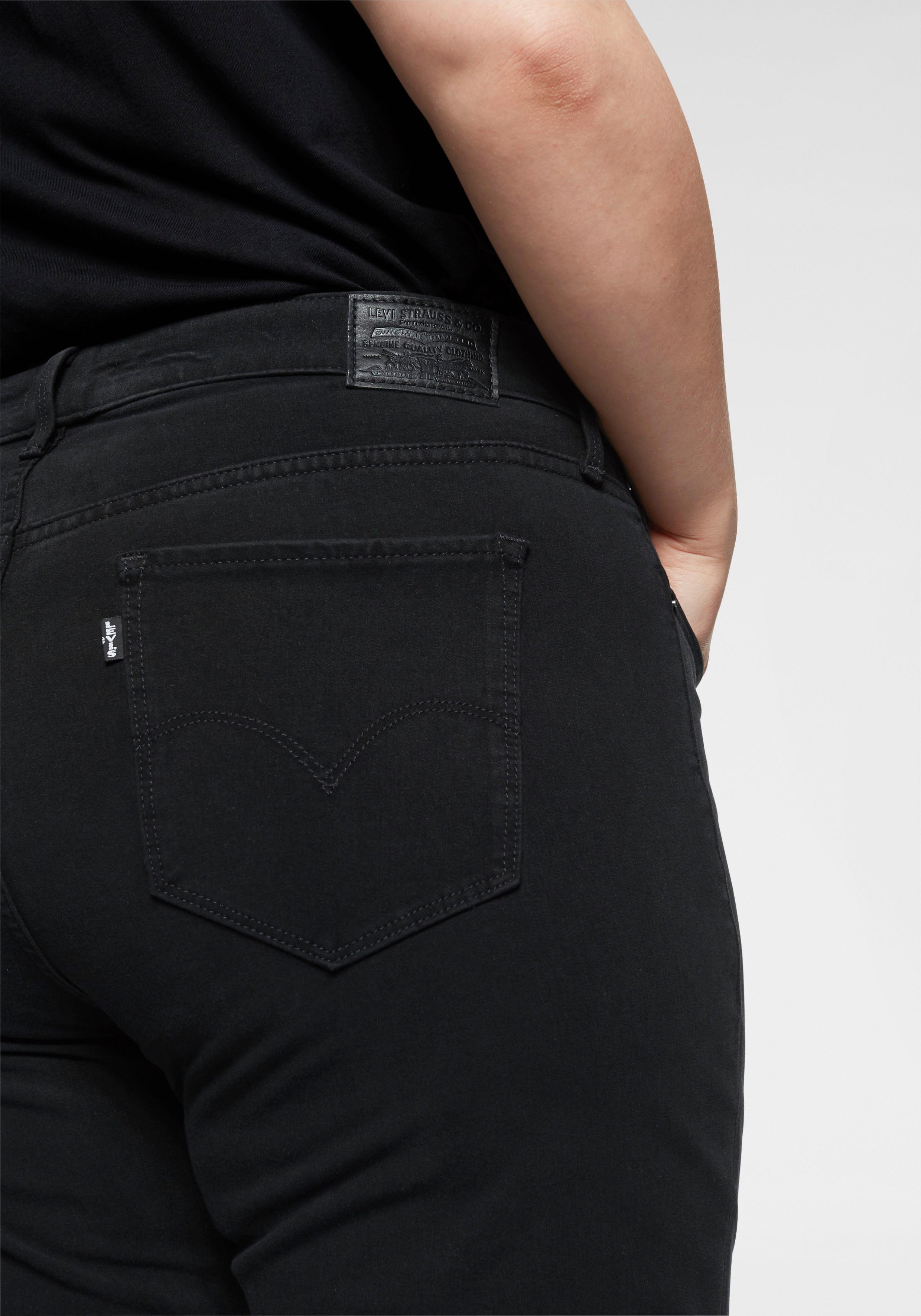 Skinny-fit-Jeans LEVI'S PLUS "311 PL SHAPING SKINNY *D", Damen, Gr. 20 (52), Länge 30, schwarz, Denim/Jeans, Obermaterial: 78% Baumwolle, 21% Polyester, 1% Elasthan, Abriebeffekte, unifarben, skinny fit knöchellang, Jeans Skinny-fit-Jeans, figurformend mi