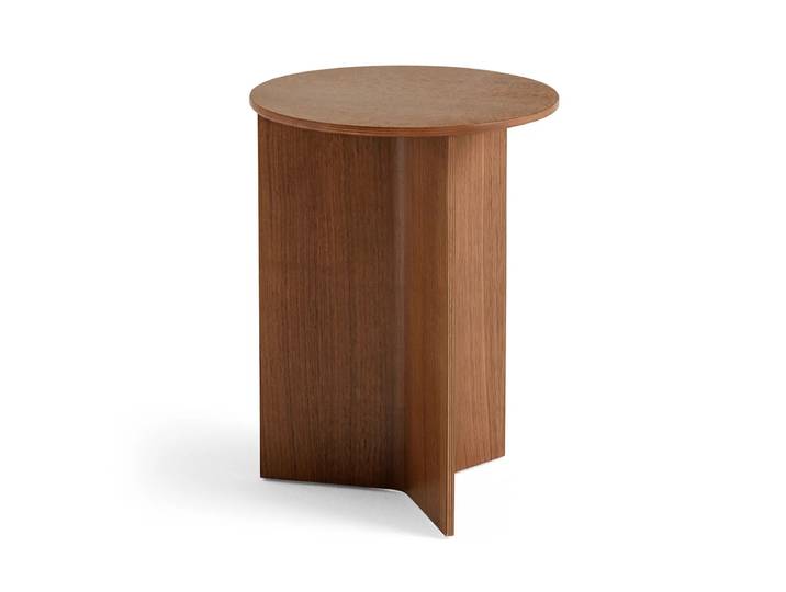 HAY - Slit Table Round High, Ø 35 x H 47 cm, Walnuss natur