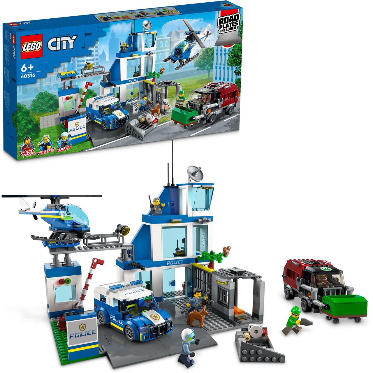 LEGO City 60316 Polizeistation mit Polizeiauto, Polizei-Spielzeug