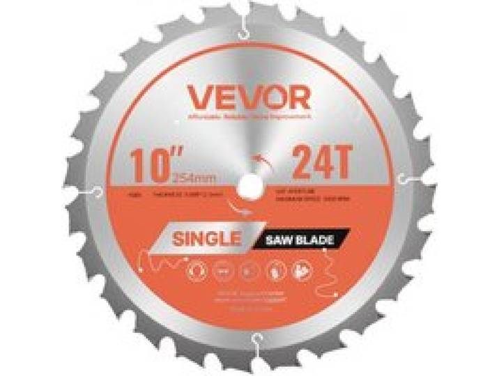 VEVOR Lame de scie circulaire Ø 254 mm, lame de coupe pour scie circulaire, 24 dents alliage, arbre 15,875 mm, finition soignée, avec évents de chauffage antibruit, pour couper contreplaqué, bois dur