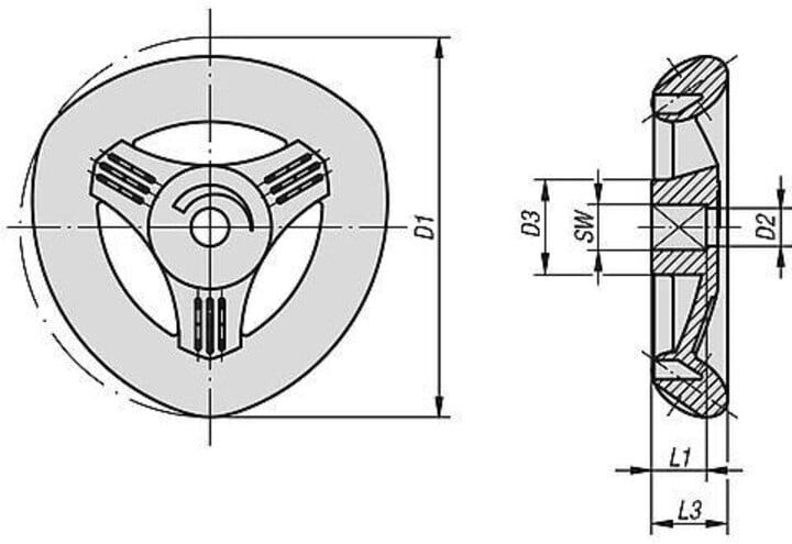 KIPP Innenvierkant DELTARAD Gr. 3 Thermoplast gelb 80mm SW 9 5mm (K0275.080093)