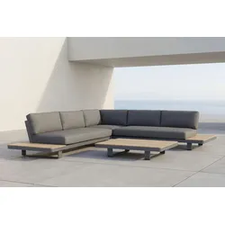 OUTFLEXX Las Vegas Ecklounge, anthrazit/grau, Alu/Teak, 5 Personen, Tisch 130x95 cm, FSC®-zertifiziertes Produkt