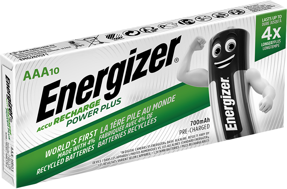 Energizer Power Plus AAA HR03 700mAh Pre-charged Rechargeable Batteries   10 Pack