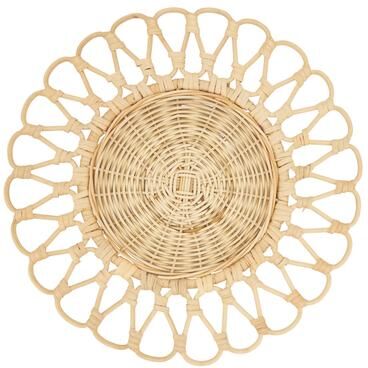 Saro Lifestyle "Rattan Placemats With Cutwork Design (Set of 4) - 15""x15"""