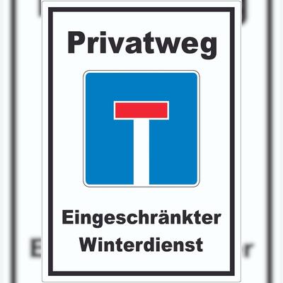 HB-Druck Privatweg Eingeschränkter Winterdienst Aufkleber A9 (37x52mm)