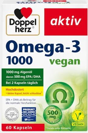 DOPPEL HERZ AKTIV OMEGA-3 1000 VEGAN 60 CAPSULAS