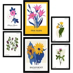 POSTER Set Mit 6 Blumen Wilde Blumensträuße Natur Und Botanikdrucke Für Innenarchitektur A3 & A4 Schwarzer Rahmen