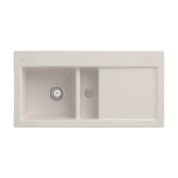 Villeroy und Boch Subway 60 Einbauspüle 677000KR Spülbecken links, 1000 x 510 mm, crema CeramicPlus