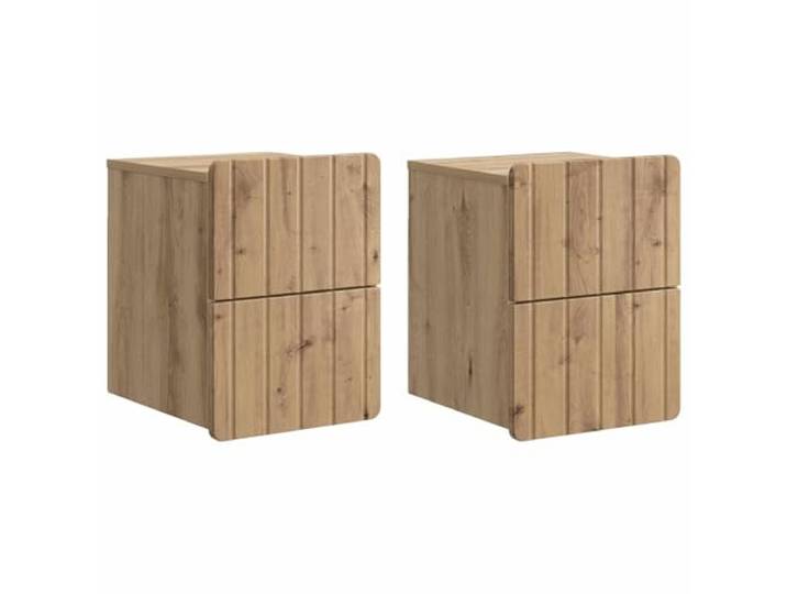Makastle Schwebend Nachttisch 2er Set, Beistelltisch Artisan-Eiche