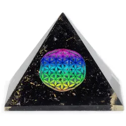 Small Organite Pryamids 5.5x4.5cm - Flower of Life - Black Tormaline Chips