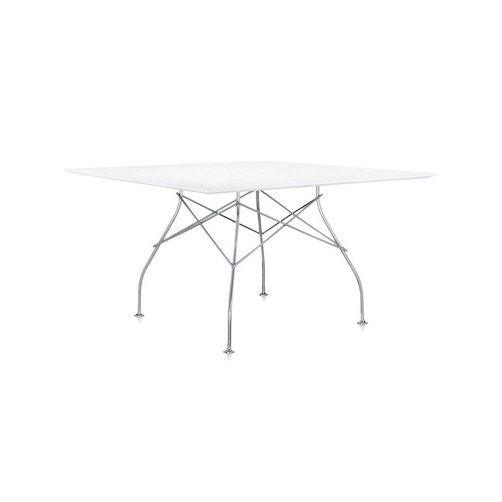 Kartell Glossy Tisch quadratisch (verchromt / weiß) verchromt / weiß 045602P