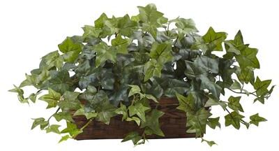 Nearly Natural Puff Ivy w/Ledge Basket
