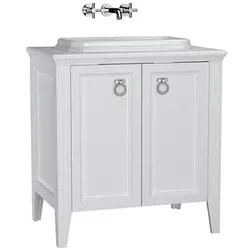 VitrA Valarte Einbauwaschtisch-Set 78 cm, Weißen Hochglanz mit antibakterieller Glasur und weißem Matt-Unterschrank