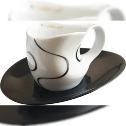 Luigi Colani Porzellan Espresso Tasse mit Untertasse loop black