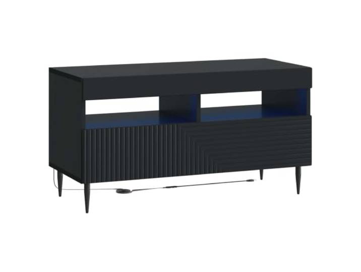 GKHPYURE TV-Schrank mit LED-Beleuchtung, Schwarz Um 90 ° drehbare Türen, flexible LED-Leuchten, großer Raum, schlankes Design, Verwendung im Innenbereich