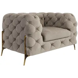 CHESTERFIELD-SESSEL Lexi Dunkle Creme Samt