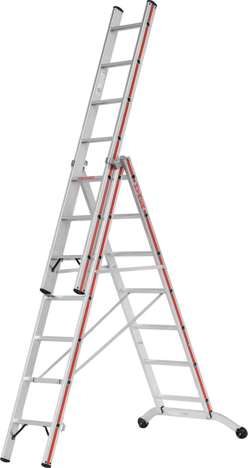 Hymer multifunctionele ladder met wandgeleiders, 3x7 treden