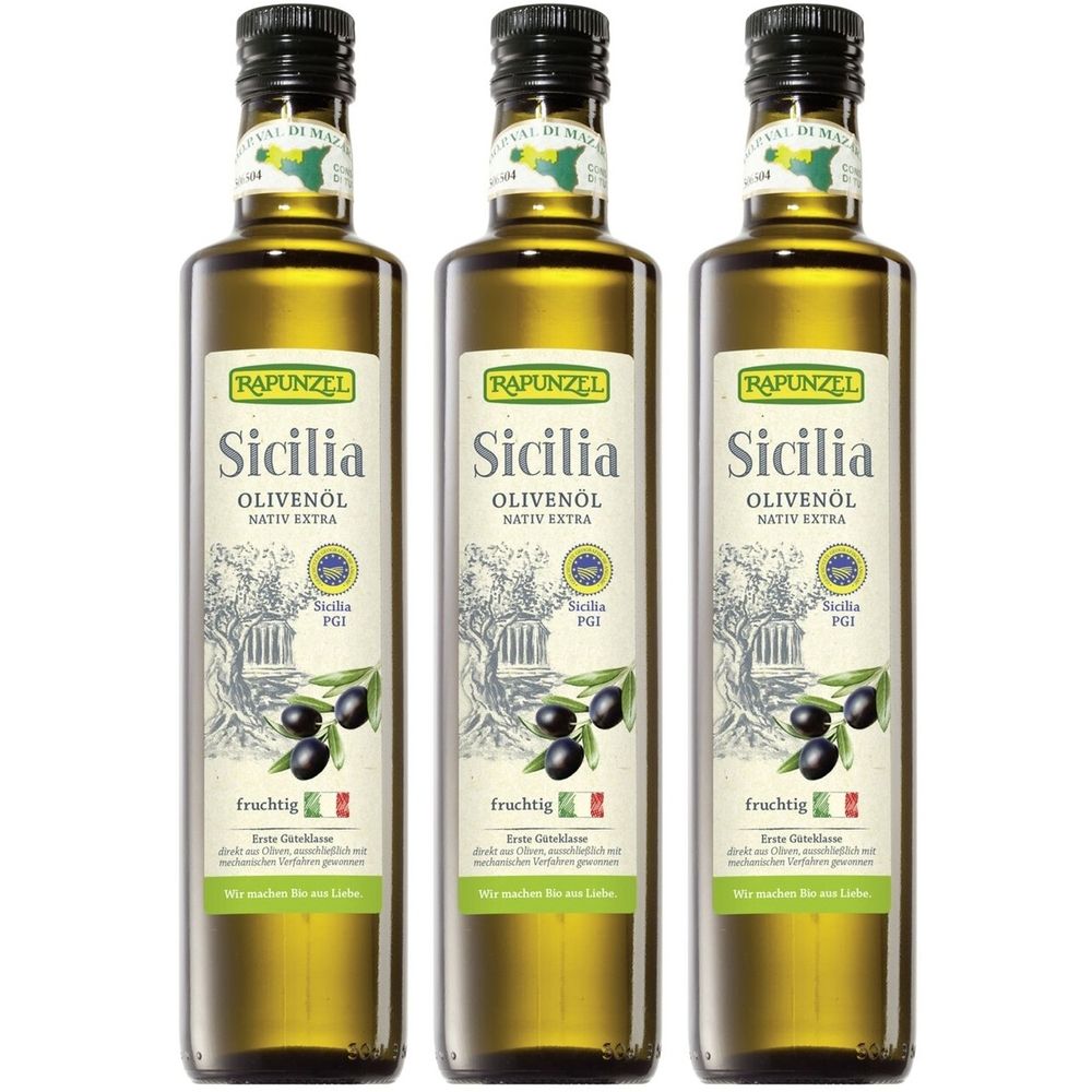 Rapunzel Bio Olivenöl Sicilia Pgi, nativ extra x3 3x500 ml Öl