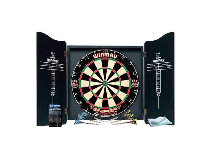 Winmau Pro Dartset - kabinet, dartbord en 6 dartpijlen
