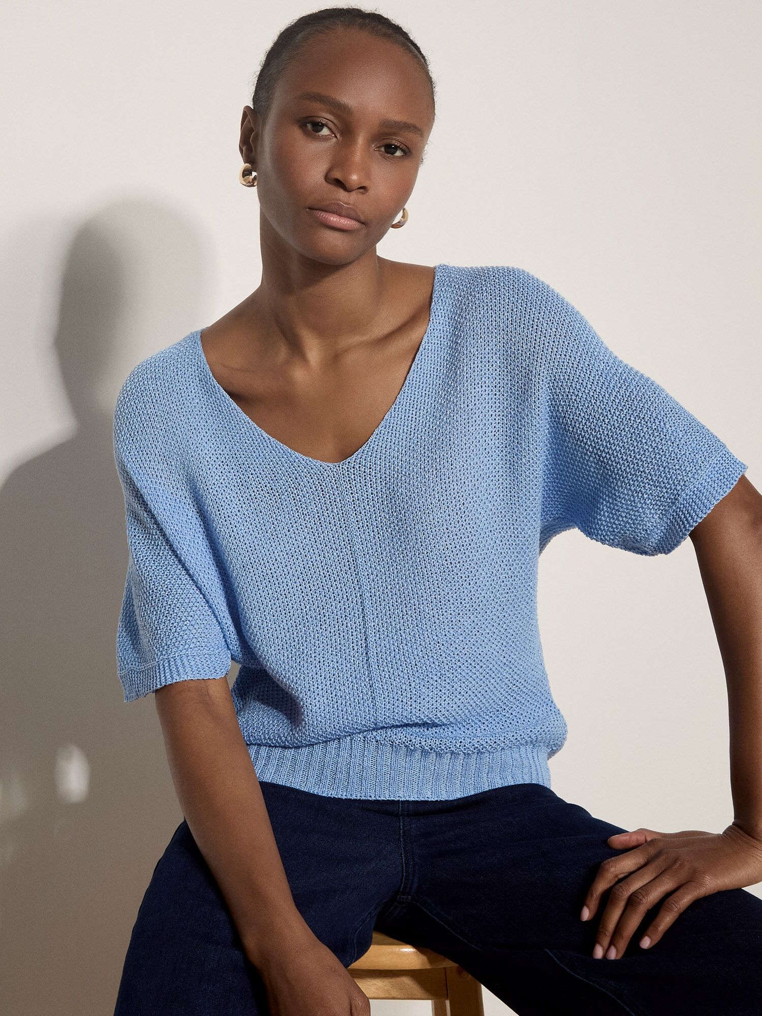 Strickpullover APRICOT "Waffel-Strickoberteil", Damen, Gr. S (36), blau (sky), Strick, Obermaterial: 88% Polyacryl PAN. 12% Nylon NY., uni, U-Boot-Ausschnitt, Gerippt, Pullover Strickpullover, mit Asymmetrie