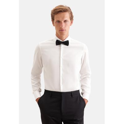 Smokinghemd SEIDENSTICKER, Herren, Gr. L (41), verlängerte Ärmellängen, ecru, 100% Baumwolle, unifarben, slim fit, Doppelmanschette, Hemden, Gala Uni