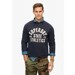 Superdry für Herren. M2014090A Athletic Essentials Marinefarbenes Sweatshirt mit Rundhalsausschnitt (M), Lässig, Baumwolle