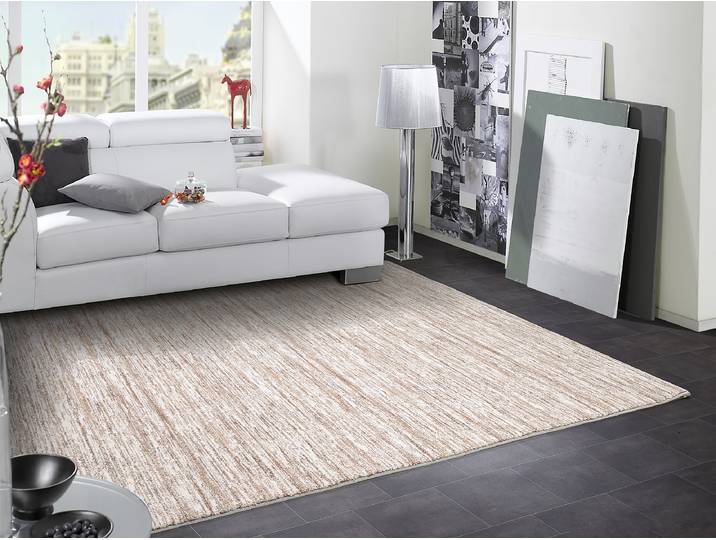 Tapis à poils courts Casella Mono Beige/Beige 65 x 130cm Polyester