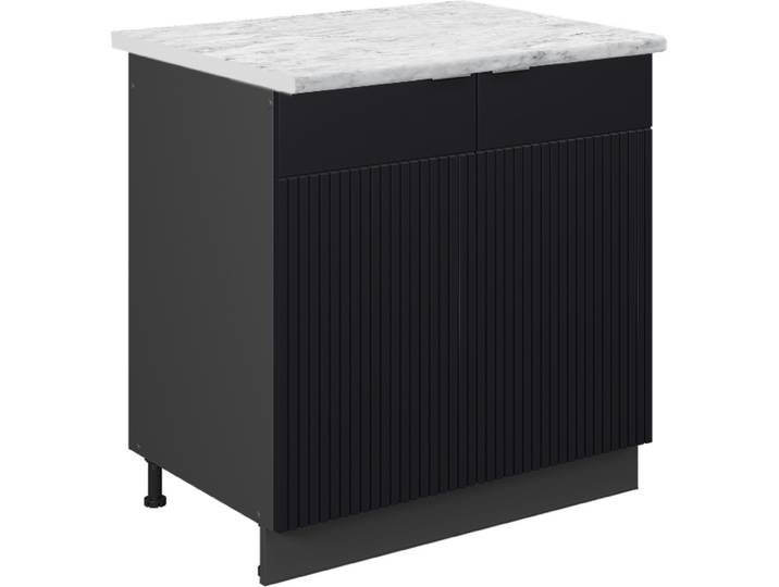Meuble bas sous-évier Vicco Fame-Line Noir rayé 80cm \, PT Marbre\, Model 50665