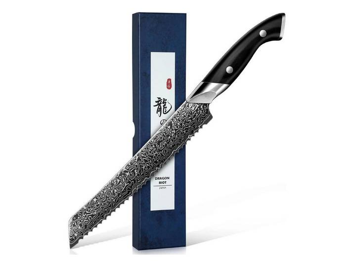 LuxusKollektion Brotmesser Brotmesser Damast 20cm Wellenschliff Holzgriff