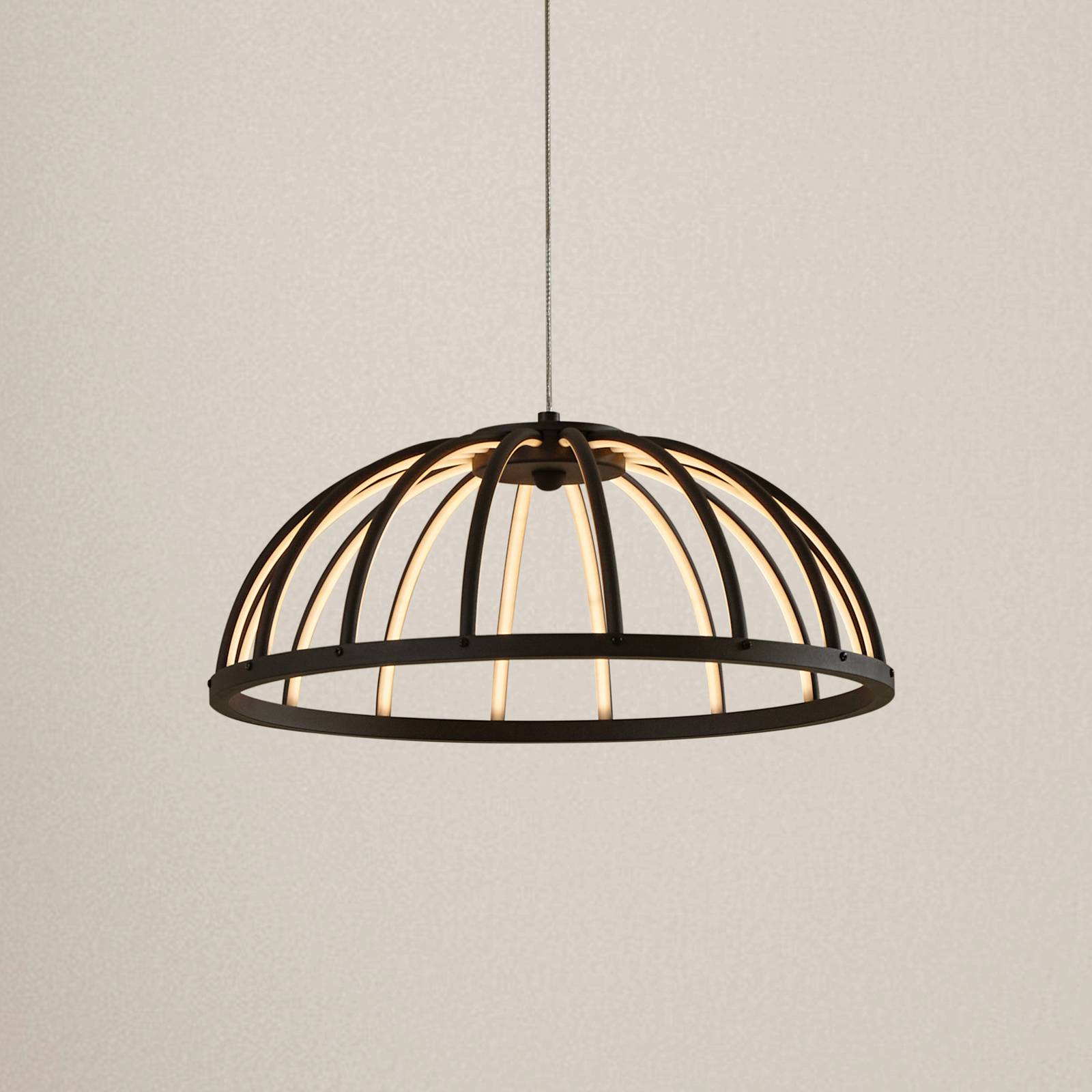 Hängelampe Attea Lucande, dimmbar, schwarz, für Wohn- / Esszimmer, Aluminium, Modern