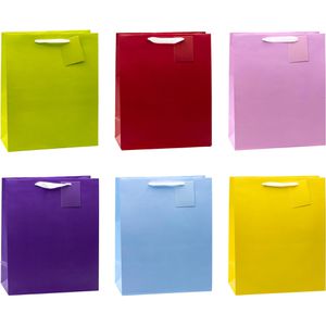 TSI Geschenktüte 86311, Trendfarben, Geschenktasche, 26 x 33cm, sortiert, 12 Stück