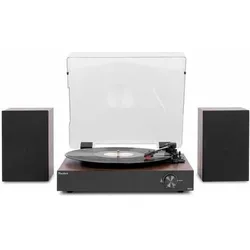 Audizio Retro Plattenspieler mit Bluetooth und Lautsprechern (Manuell), Plattenspieler, Braun