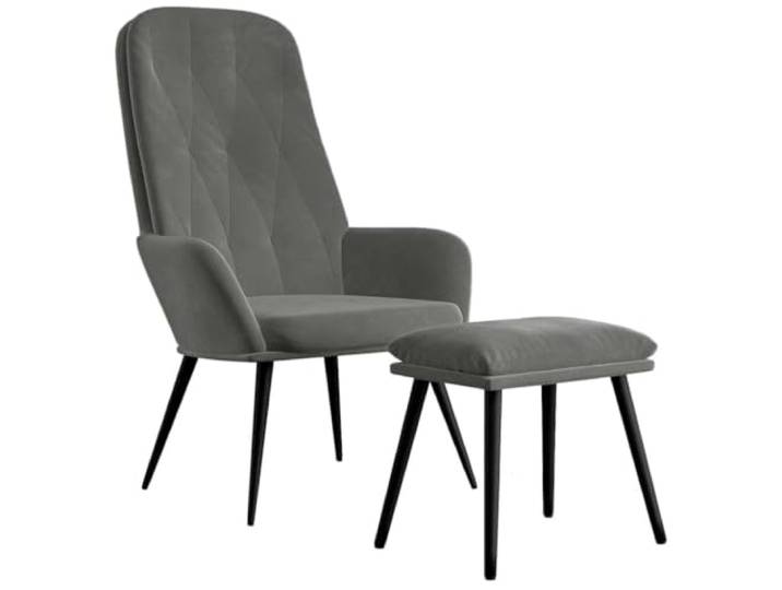 Makastle Relaxsessel mit Hocker Dunkelgrau Samt