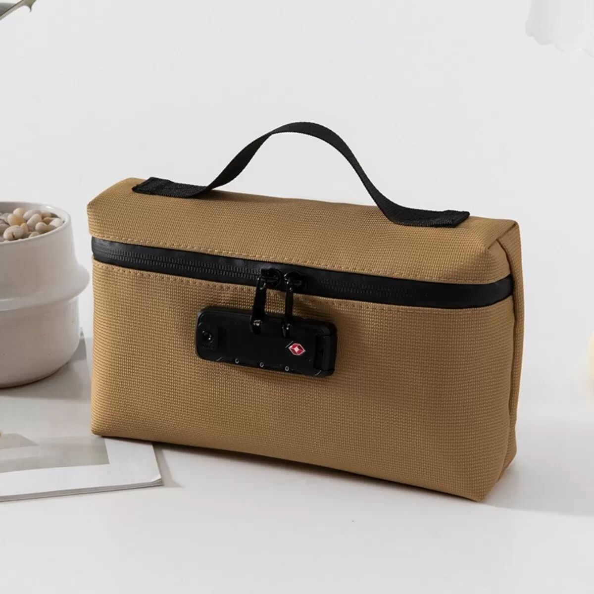 INF Tragbare Zoll-Kombinationsschloss-Tasche - Sicherer Reiseorganizer Braun