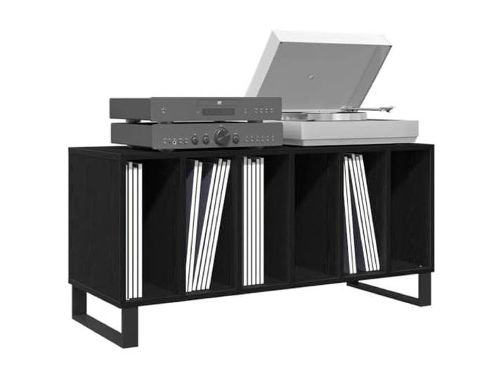 vidaXL Schallplattenschrank Schwarz Eichen-Optik 100 x 38 x 48 cm Genug Platz für deine Medien, Glatte Oberfläche und modernes Aussehen, Passt super in kleine Räume