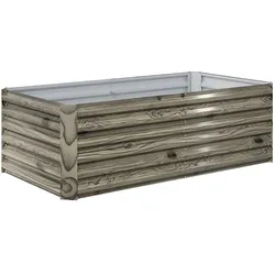 Outsunny Hochbeet, verzinktes Pflanzgefäß mit offenem Boden, Metall-Hochbeet für Gemüse, Blumen und Kräuter, 180 x 90 x 57,5 cm, Holzoptik
