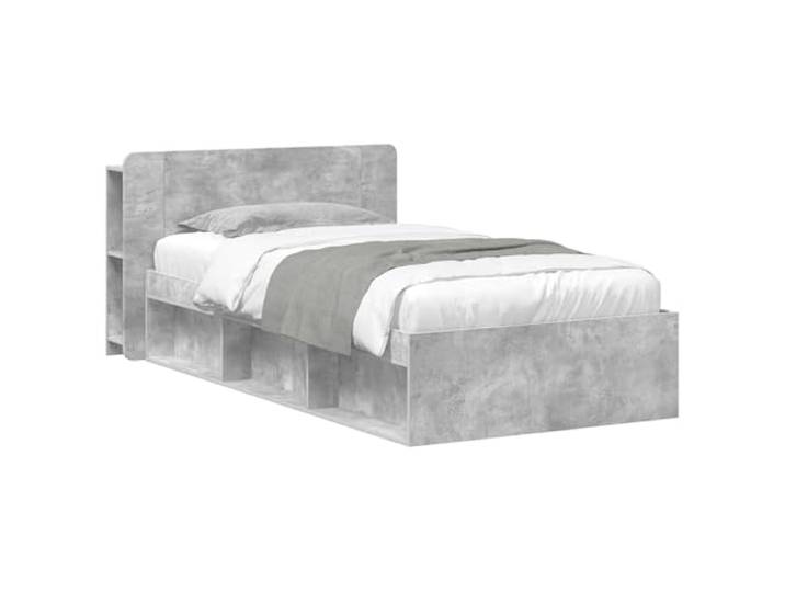 Keeushr Bettgestell mit Stauraum Betongrau 75 x 190 cm Holzwerkstoff Moderner Bettenrahmen, fester Lattenrost, Schubladen unter dem Bett, klare Montageanleitung