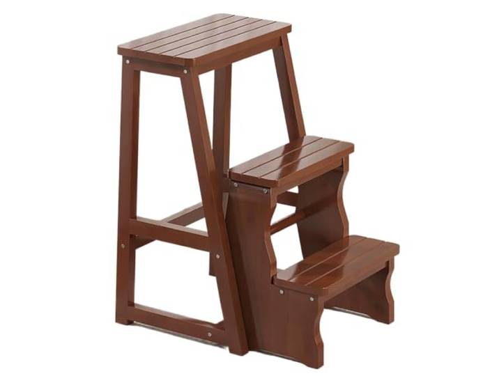 3-stufiger Tritthocker aus Holz, zusammenklappbarer Trittleiterhocker