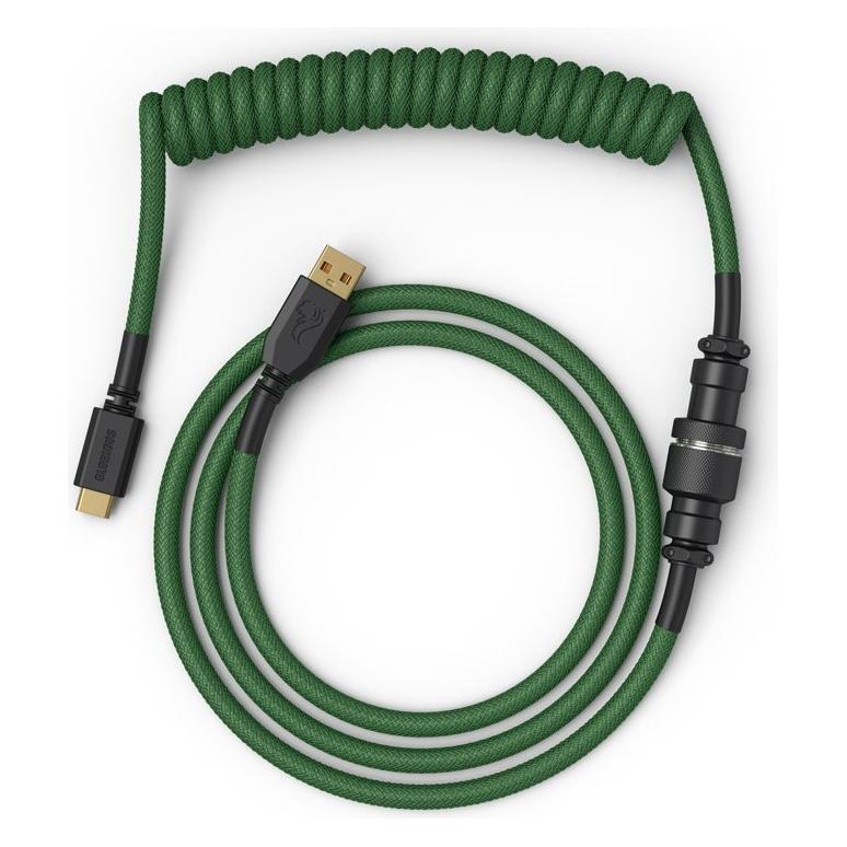 Glorious PC Gaming Race Coiled Cable Forest Green, USB-C auf USB-A Spiralkabel (1.37 m, USB 2.0) (GLO-CBL-COIL-FG)