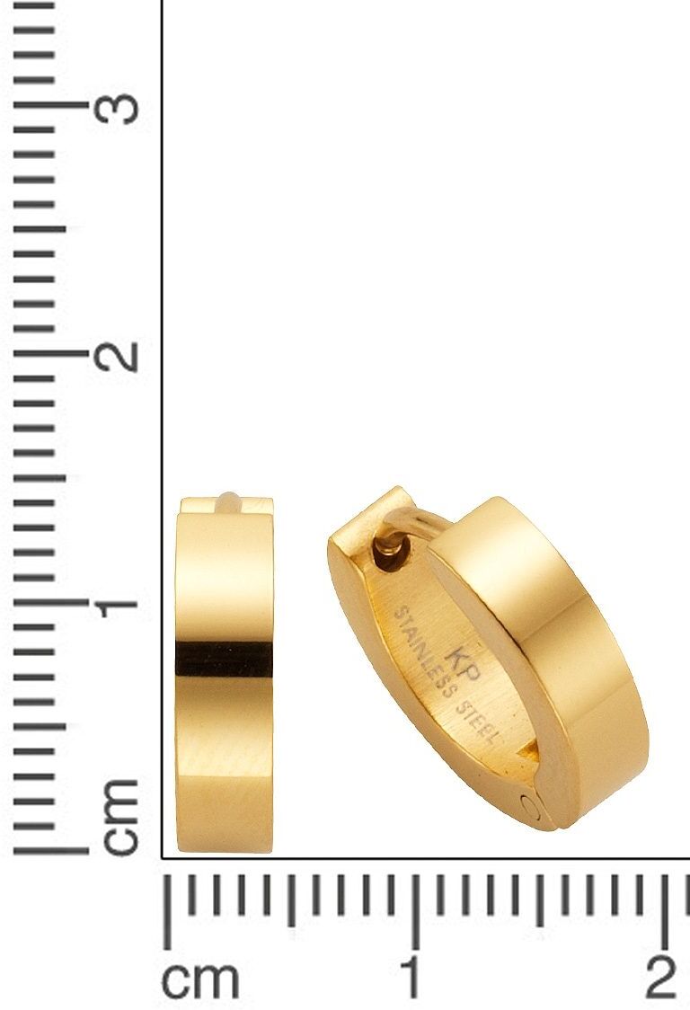 Paar Creolen FIRETTI "Schmuck Geschenk Basic, Ø 14 mm", gold (gelbgoldfarben), Ohrringe, Damen, 14mm, Edelstahl, Paar Creolen gelbgoldfarben 14mm, Edelstahl