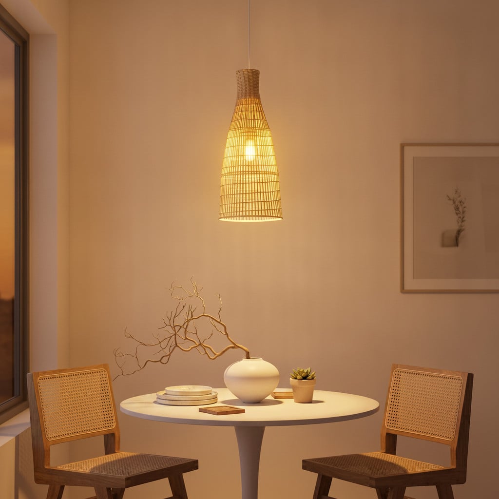 Lyora Niro Witte Hanglamp van Rattan met Brons, Ø 24 cm