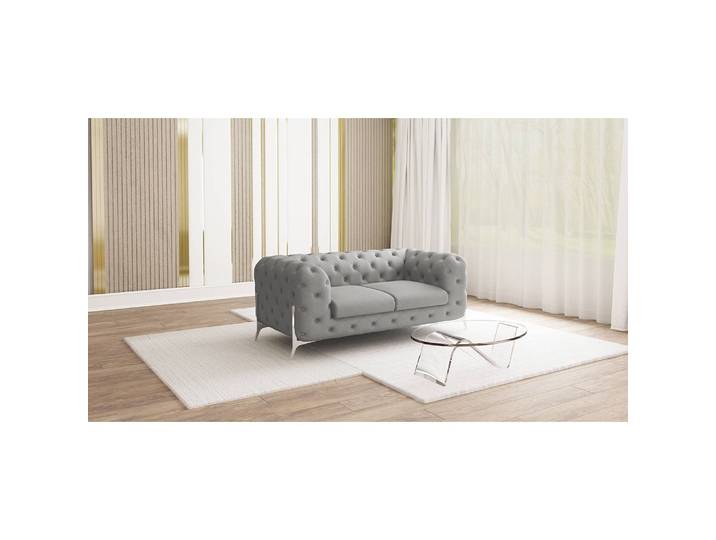 Sofa II 2-Sitzer Grau Microfaser Enza 185 x 73 x 100cm Glamour