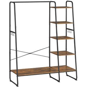 Vasagle Garderobenständer RGR116B01, schwarz, mit 6 Haken, aus Metall, 160 x 120cm