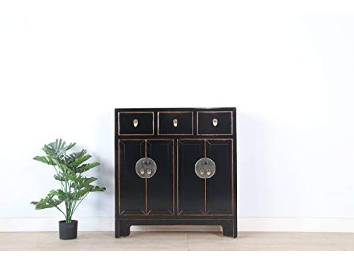 Yajutang chinesische Kommode 25 cm Tief Orientalisch/Asiatisch Stil schwarz