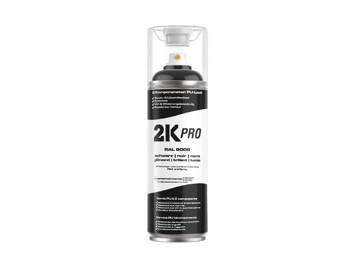 2K Pro Farbsprühdose 400ml Ral9005 Tiefschwarz