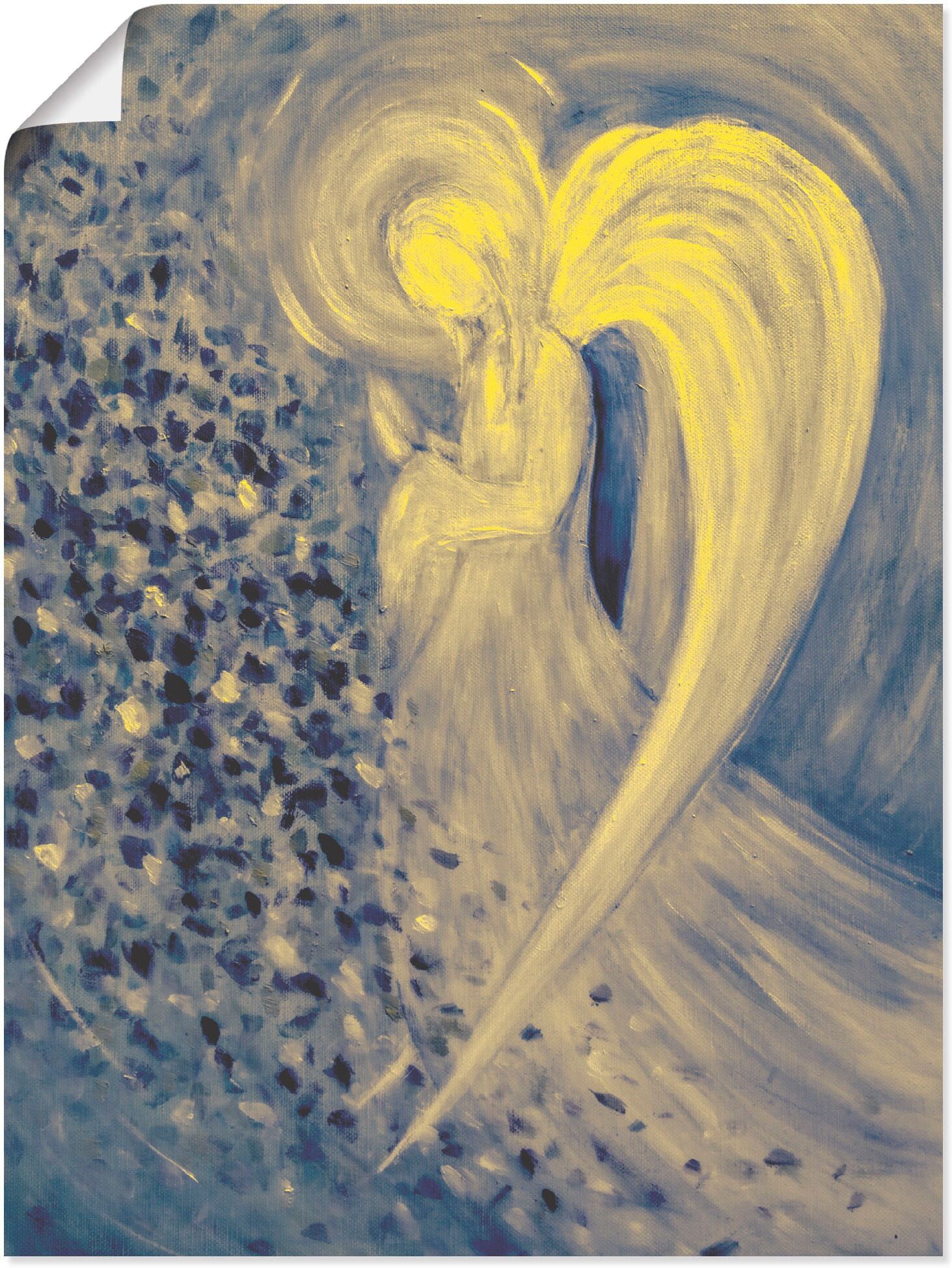 Poster ARTLAND "Engel der Nacht", blau (farbe bild(er): blau), B:45cm H:60cm, Bilder, Poster, ohne Rahmen farbe bild(er): blau B/H/T: 45cm x 60cm, Poster Religion Hochformat, 1 Stk.