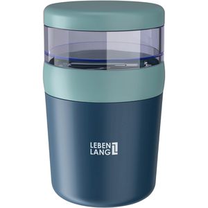 LEBENLANG Thermobehälter LBL608B, Edelstahl, hält stundenlang warm, blau, auslaufsicher, 500 + 150 ml